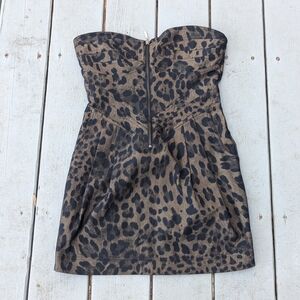 Leopard Print Strapless Dress